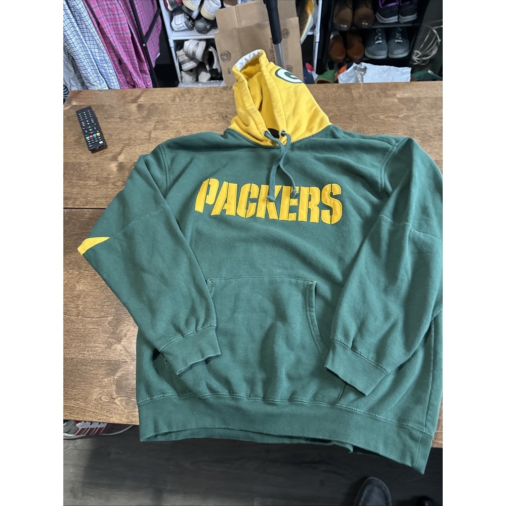 VTG Green Bay Packers NFL Apparel Embroidered Green Sweatshirt Hoodie Unisex Xl